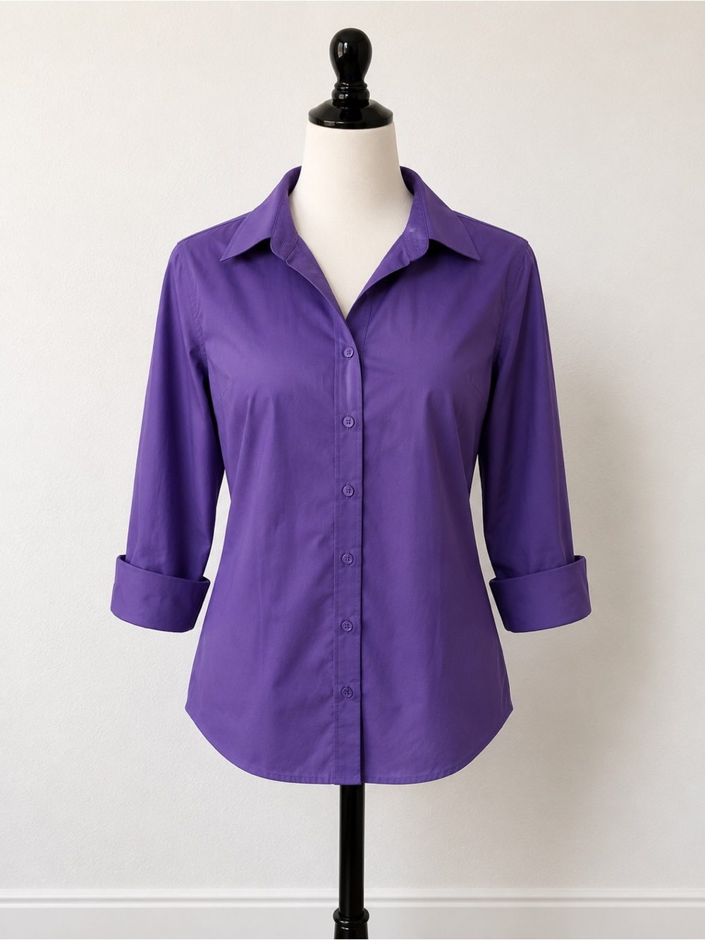 Chico’s No Iron Purple Button Front Shirt 2 (US 12) Wrinkle Resistant Career top